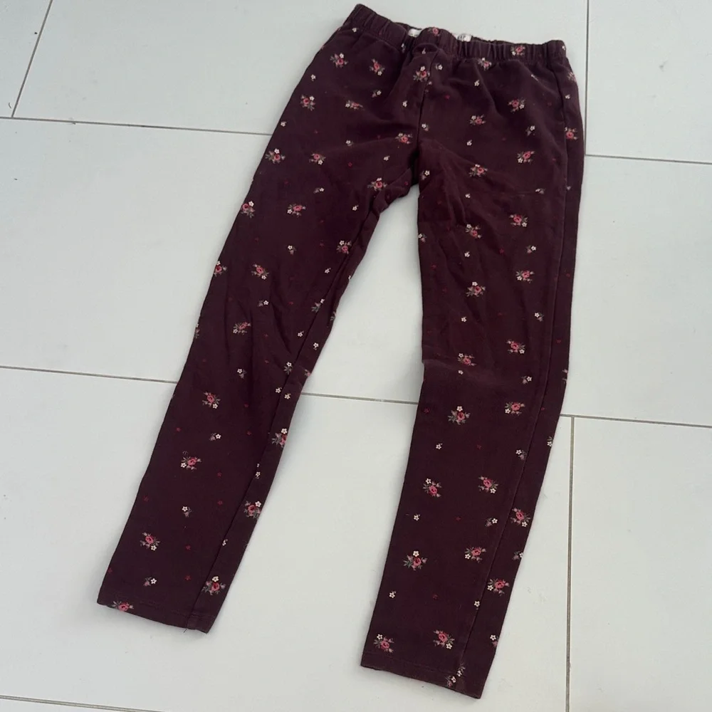 GAP Kids Burgundy Floral Leggings 8 girls